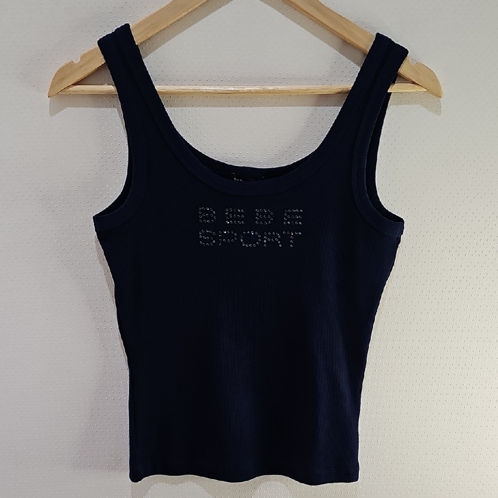 Bebe Navy Blue Embellished Tank Top